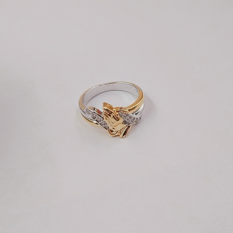 14K Gold Plated Prayer Hands Zircon Ring