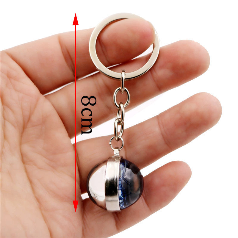 Leuchtender Schlüsselanhänger-Anhänger, doppelseitige Glaskugel, Schlüsselkette