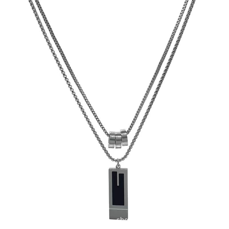 Women's Long Titanium Steel Pendant Sweater Necklace