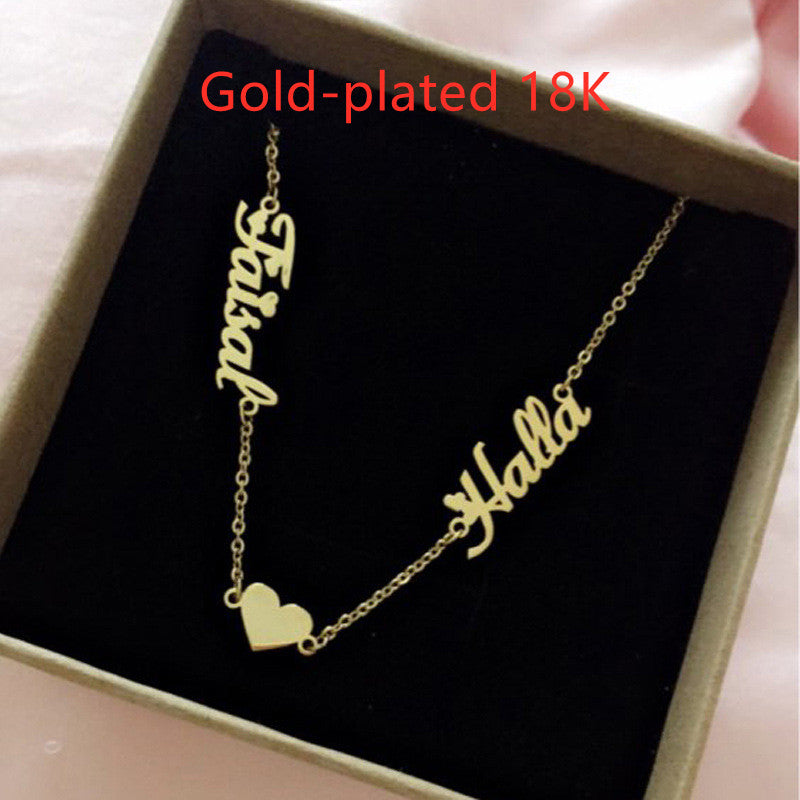 Nombre collar personalizado chapado en oro para mujer