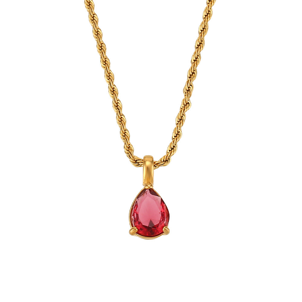 Ins Fashion Retro Stainless Steel Niche Drop Diamond Necklace