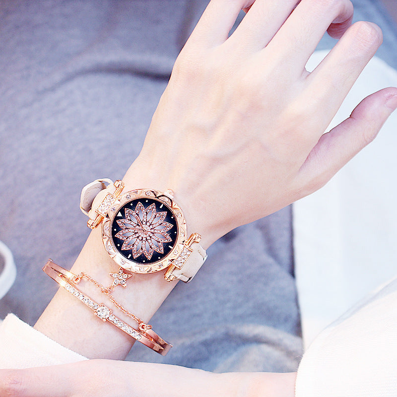 Reloj de cuarzo informal giratorio para mujer, estilo red
