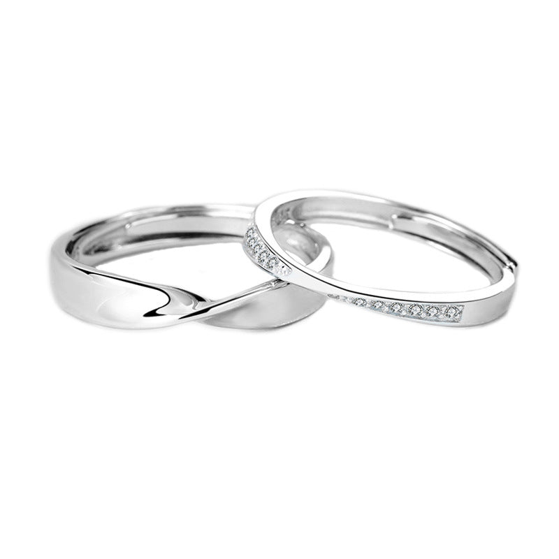 S925 Sterling Silber Pärchenringe mit Diamanten für Damen und Herren