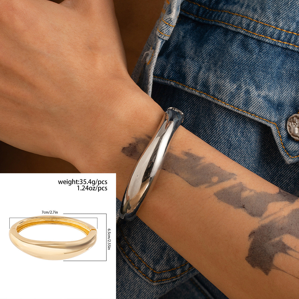 Metal Bracelet Men's Hip Hop Fashion Personality Bright Opening Irregular