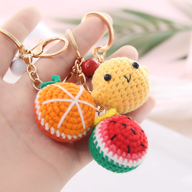 Llavero de bola de lana Colgante Cadena Fruta creativa