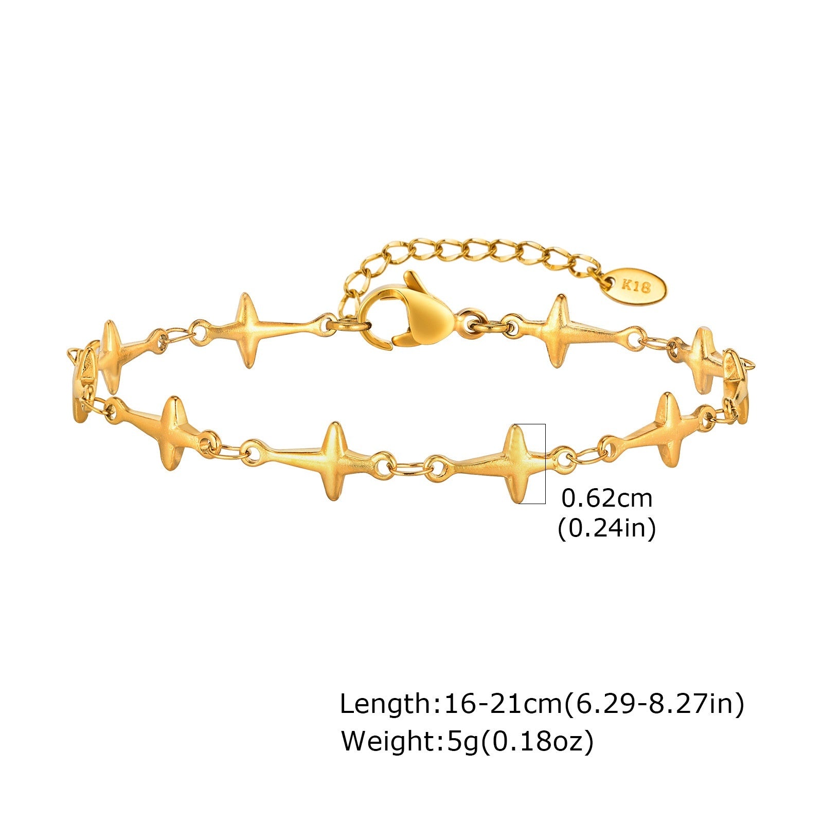 Stainless Steel Four Eight-pointed Stars Bracelet Personal Accessories