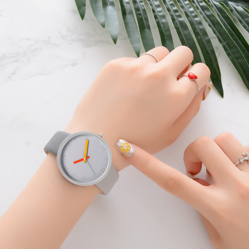 Frauen Uhr Grau Kontrast Leder Quarzuhr Frauen Uhren Liebhaber Unisex Casual Damen Armbanduhr Uhr Relogio Feminino