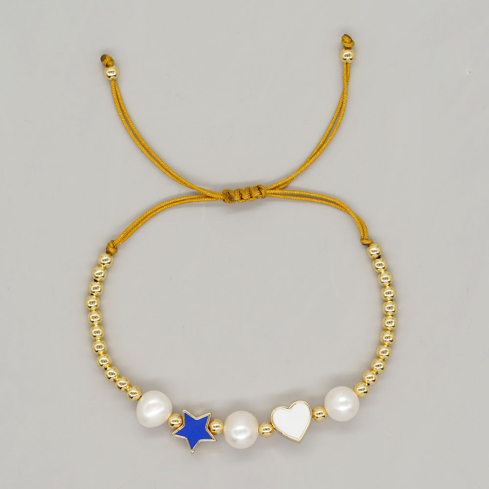 Copper Oil Drop Peach Heart Couple Bracelet Valentine's Day