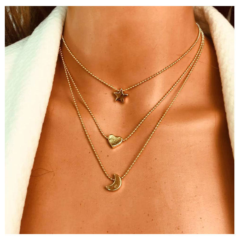 Collar con colgante de aleación de estrella y luna