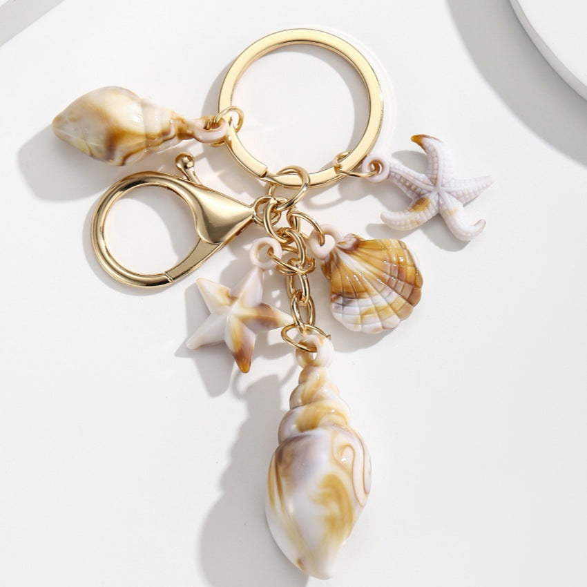Simulation Shell Conch Starfish Five-pointed Star Pendant Keychain