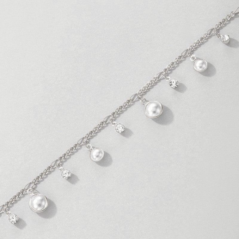 Pulsera Tobillera De Perlas Con Borla De Circonita Brillante, Adornos Simples De Pie De Playa Europeos Y Americanos