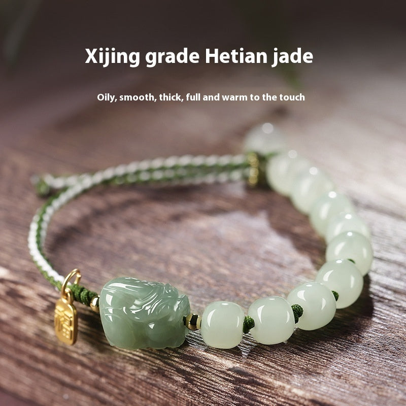 Water Ice Old-styled Bead Simple Hand-knitted Bracelet