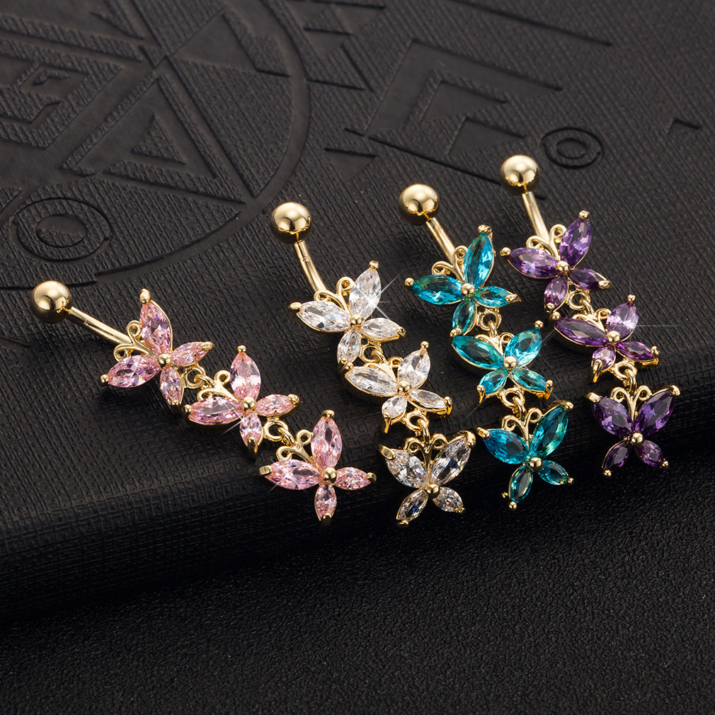 Bauchnabelpiercing aus Stahl in Schmetterlingsform – beliebter Bauchnabelschmuck für Frauen