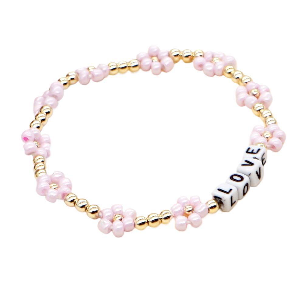 English Letter LOVE Small Rice-shaped Beads Bracelet