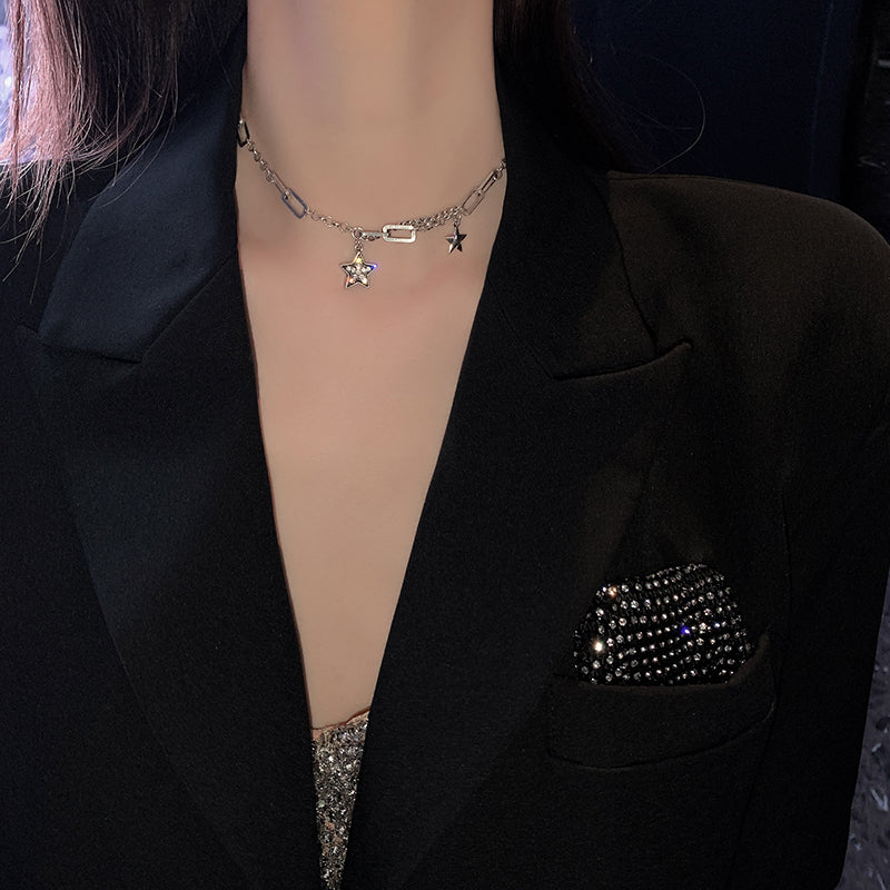 Collar Hip Hop Cool Star para mujer, moda de lujo ligero