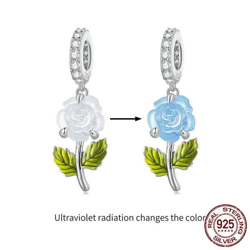 Rose S925 Silber Anhänger Kreativer UV-Farbwechsel