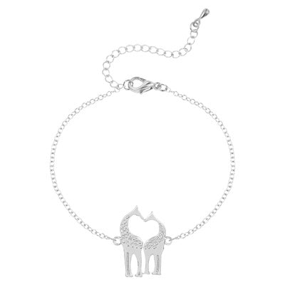 Vergoldete Silberarmbänder mit Liebesherz-Giraffen