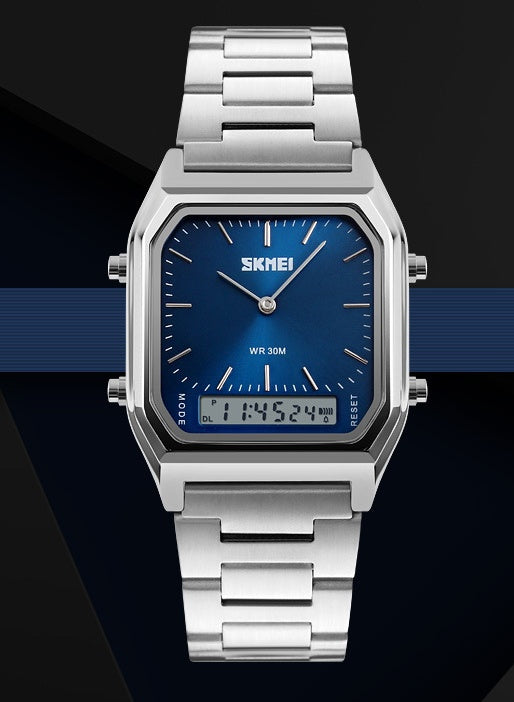 Retro Klassische Business Elektronische Armbanduhr mit Stahlarmband