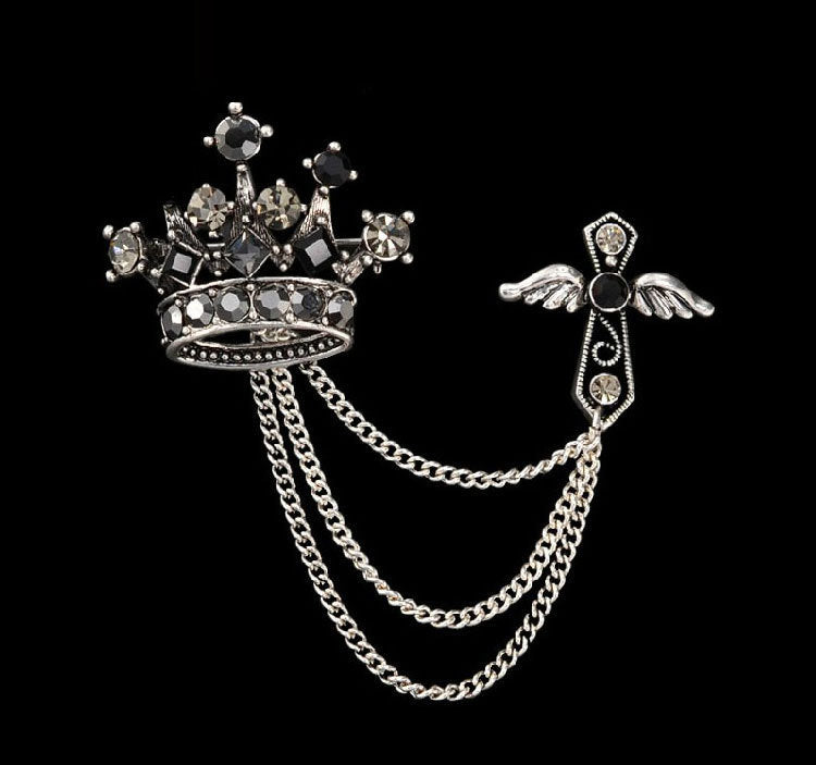 Broche con borla de calavera creativa, alfiler de cuello personalizado para ropa