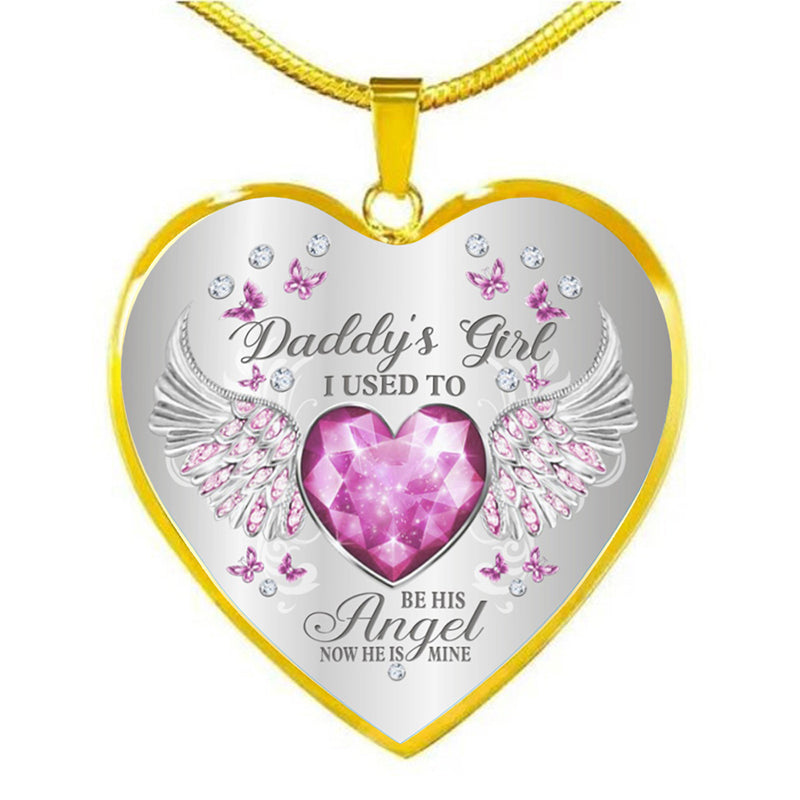 Collar de epoxy con colgante de corazón y alas de ángel con piedra de nacimiento de 12 colores
