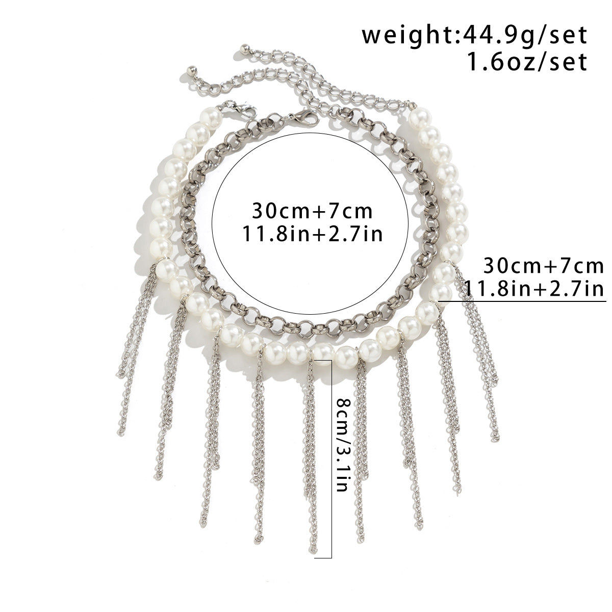 Perlenquaste Lustiges Design Doppellagige Retro-Halskette Damen Accessoires