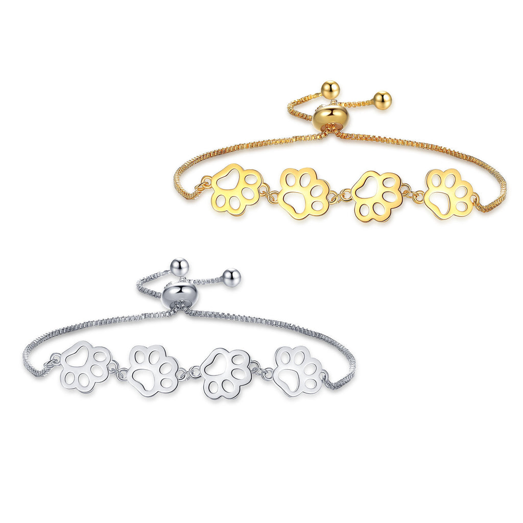 Womens Stylish Minimalist Paw Print Bracelet