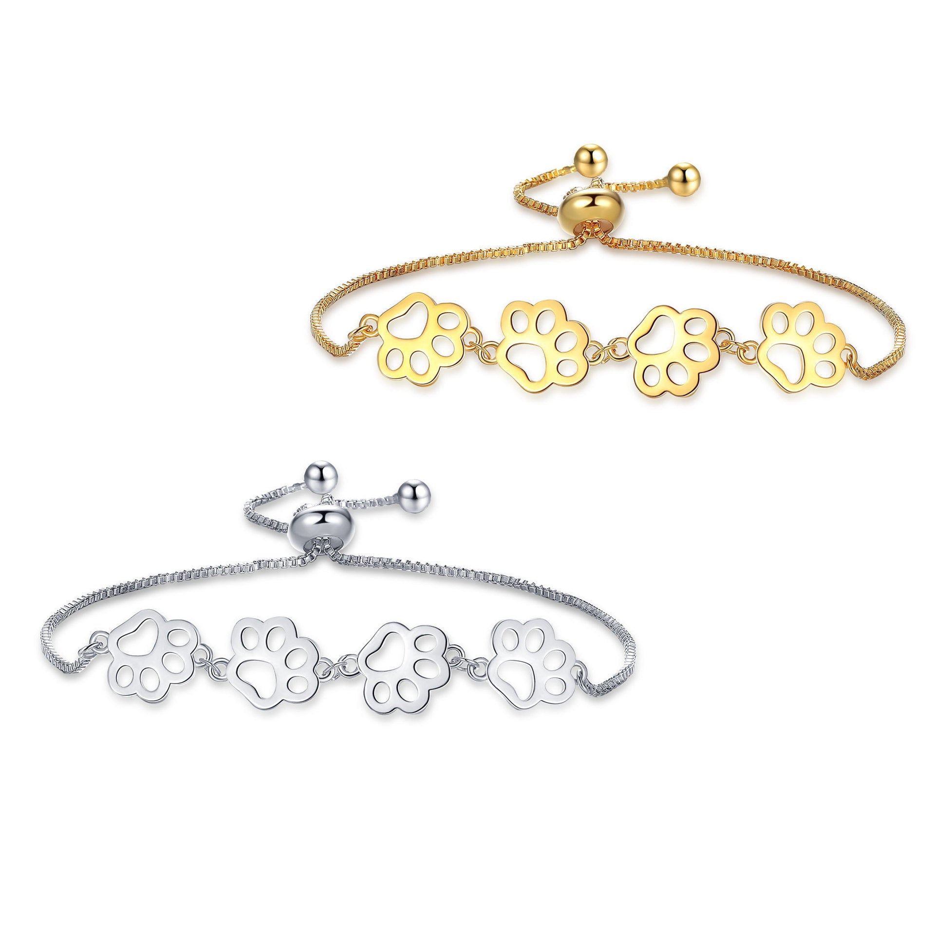 Womens Stylish Minimalist Paw Print Bracelet