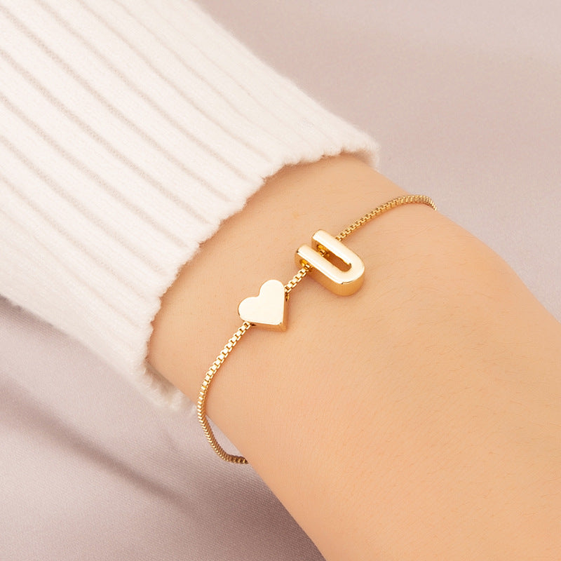 Bracelet Heart-shaped English Letters