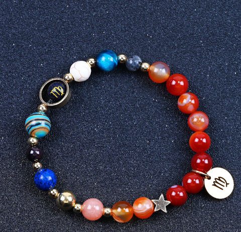 Twelve Constellation Blue San Constellation Bracelet 8mm Agate