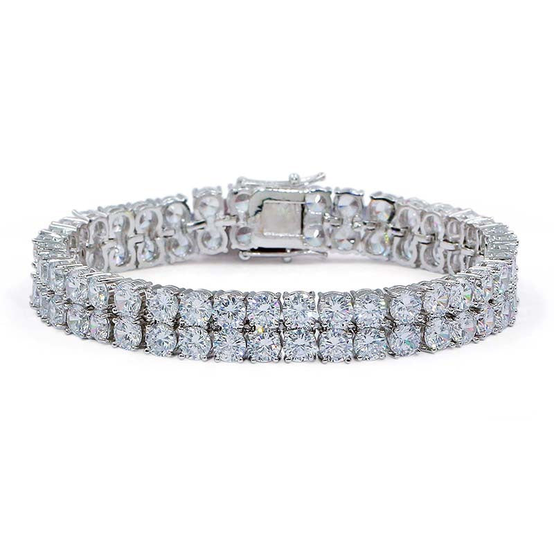 Pulsera de hombre de doble fila con circonitas microincrustadas