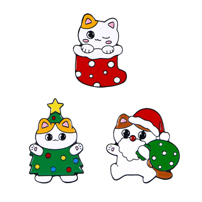 Weihnachts-Brosche, originelle Cartoon-Katze