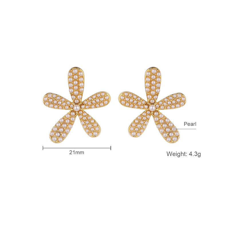 Pendientes de gancho con perlas incrustadas, sencillos y elegantes