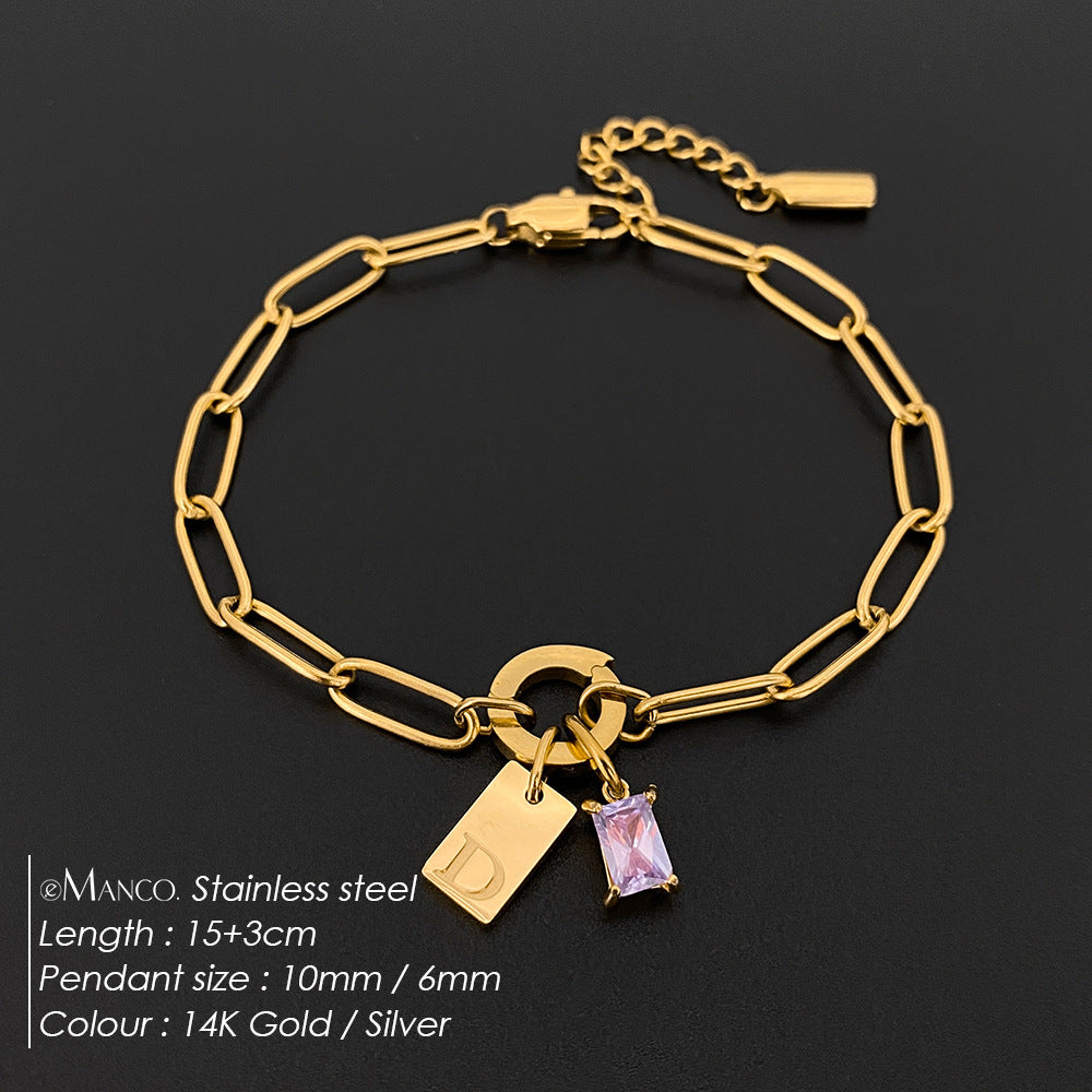 Womens Fashionable Rhinestone Letter Combination Bracelet Jewelry