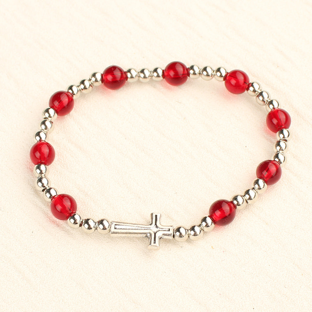 Women's Fashion Simple Cross Rosary Bracelet