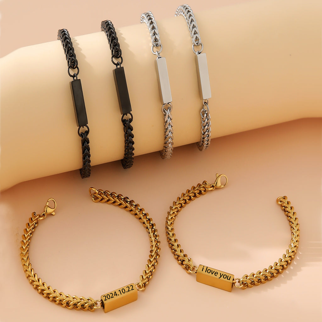 Brazalete de acero inoxidable chapado en oro de 18 quilates al vacío