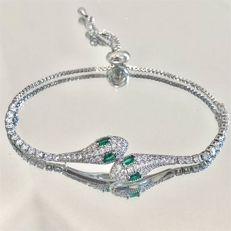Women's Fashion And Fully-jewelled Snake Bracelet
