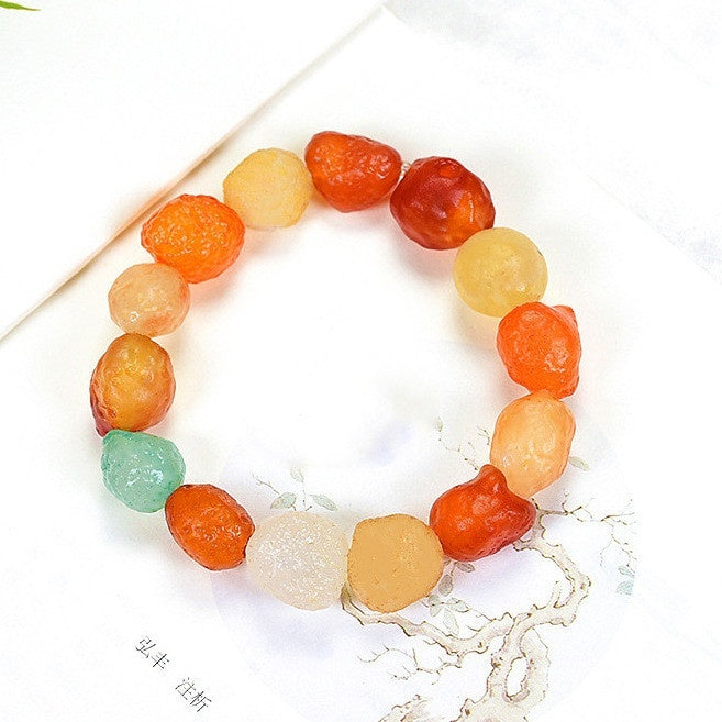 Colorful Agate Rough Stone Bracelet Colorful Raisin