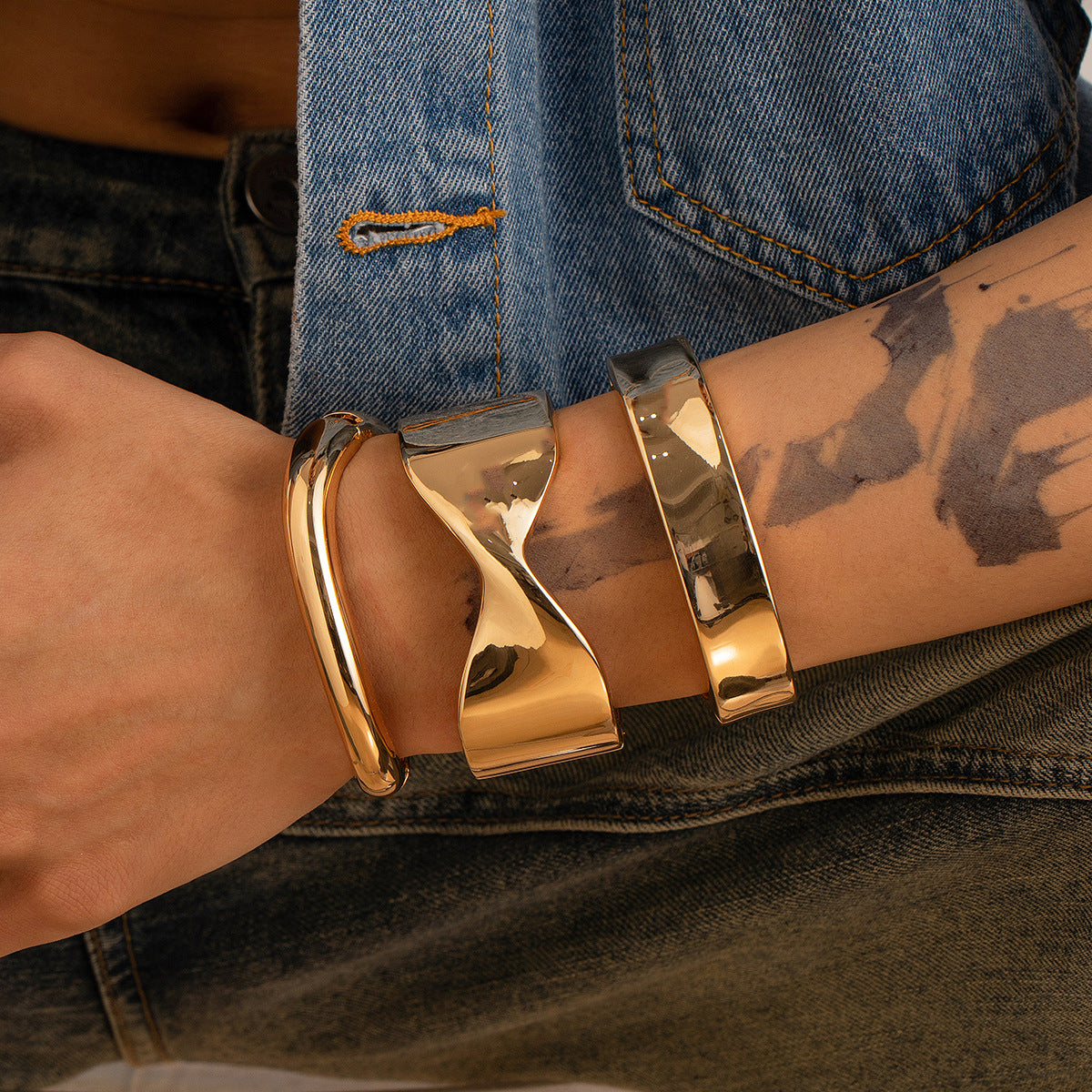 Metal Bracelet Men's Hip Hop Fashion Personality Bright Opening Irregular