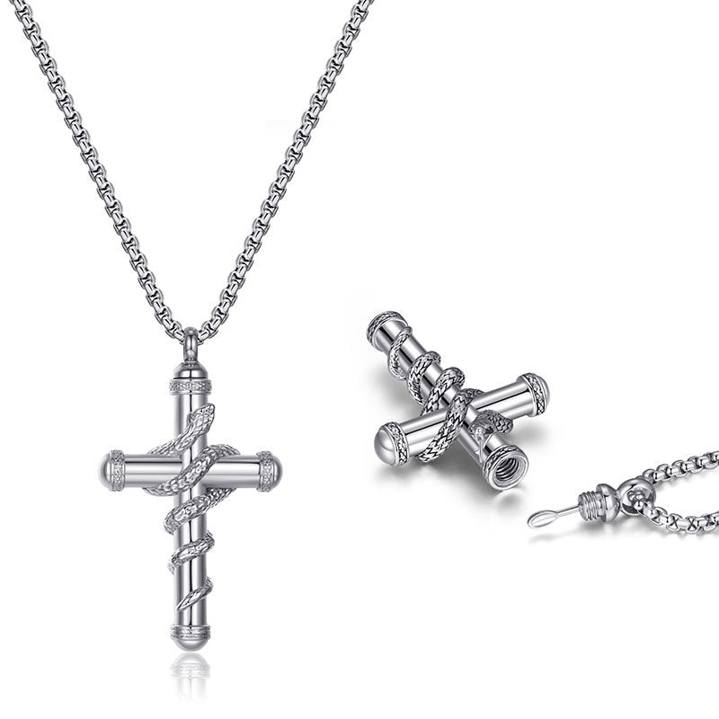 Collar de serpiente con cruz desmontable de oro de 18 quilates, cadena de clavícula de moda, collar conmemorativo para el Día de San Valentín