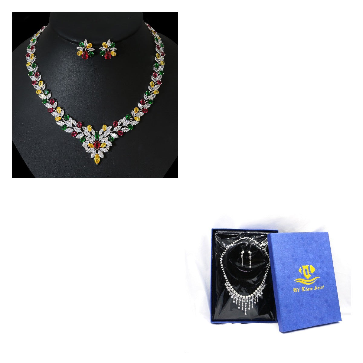 Elegantes Eiskristall-Ohrring-Zirkon-Halsketten-Set