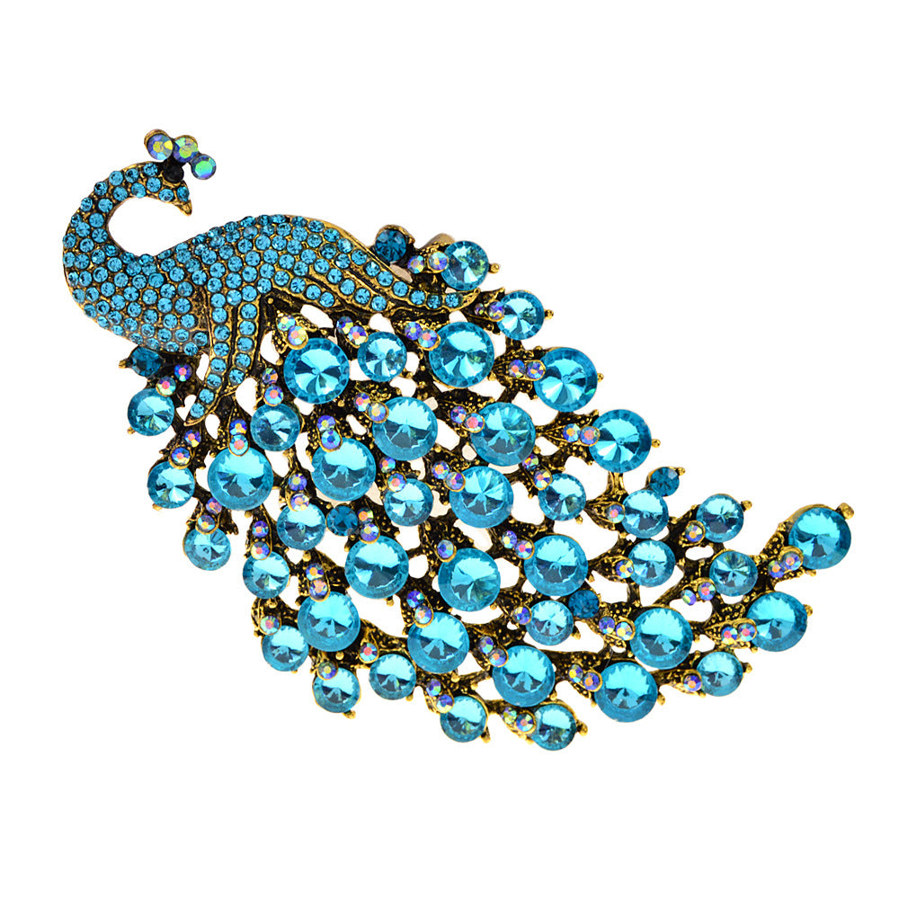 Broche Metálico de Pavo Real Colorido para Mujer