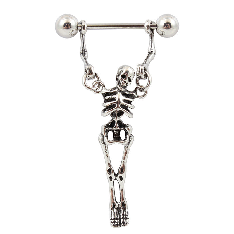 Anillo de pezón con calavera, joya corporal antigua