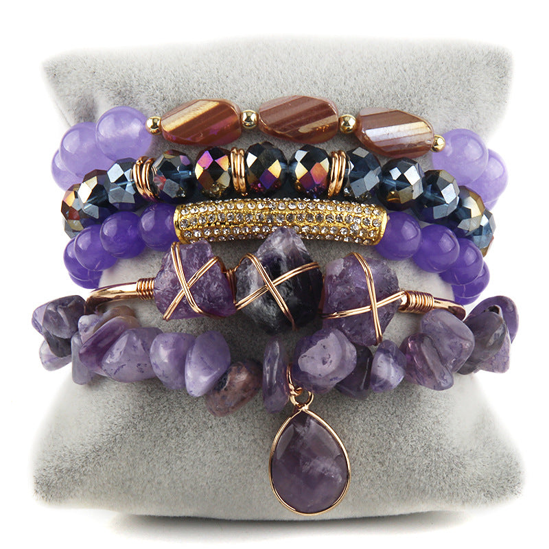 Natural Stone Glass Mixed Gravel Bracelet