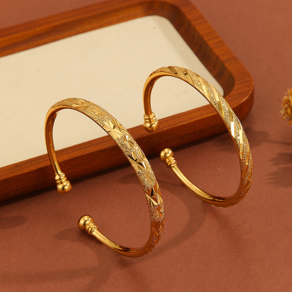 1 Stk. Vintage vergoldetes 18K zart gemustertes Armband, Sandgold Damen Offenes Armband, Geeignet für den täglichen Gebrauch, Weihnachtsgeschenke