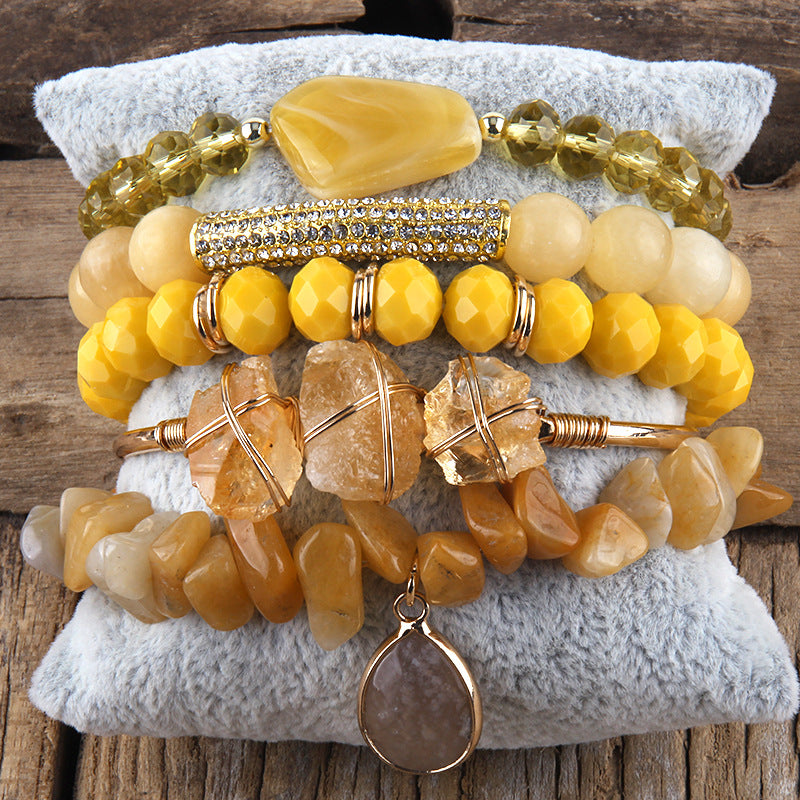 Natural Stone Glass Mixed Gravel Bracelet