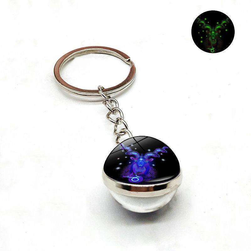 Zodiac Luminous Glass Ball Key Chain