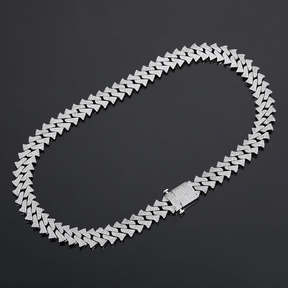 14mm Men's Hip Hop Zircon Thorns Cuban Link Chain