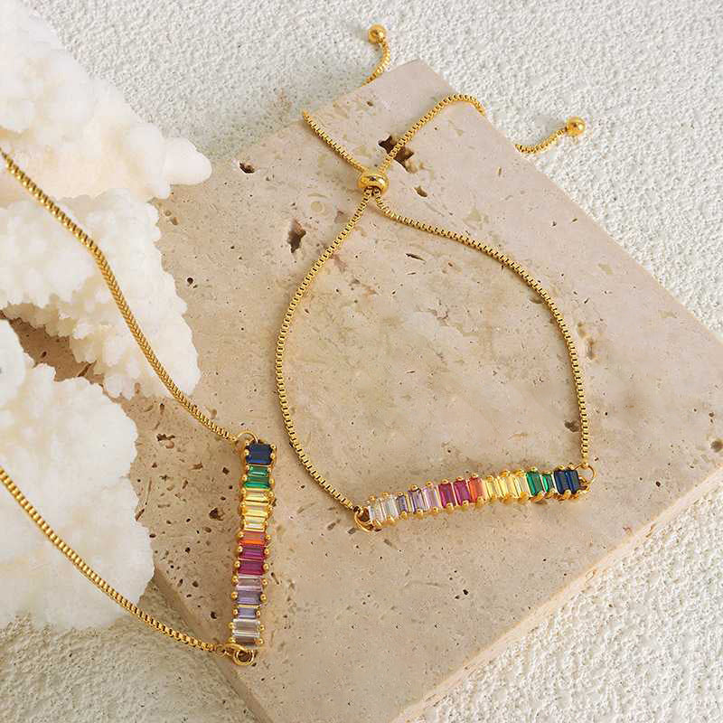 Einlege-Rechteck-Armband mit Zirkonia, verstellbar