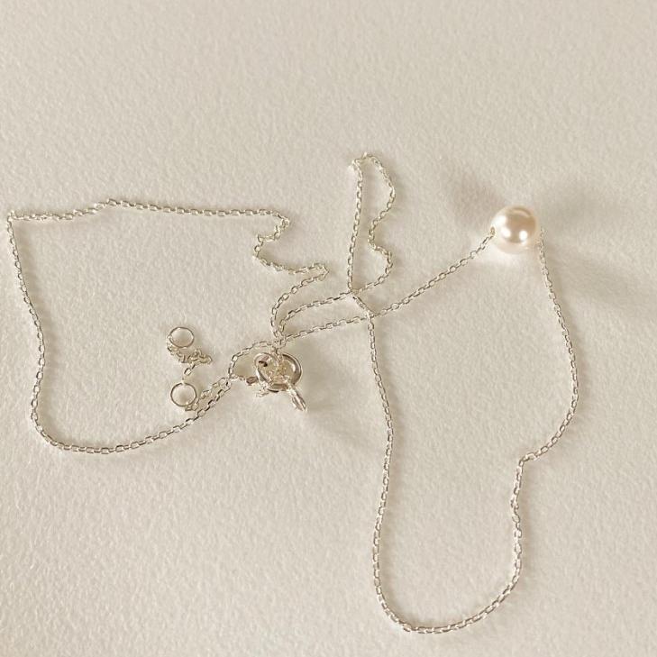 925 Sterling Silver Pearl Bead Silver Accessories Simple Necklace