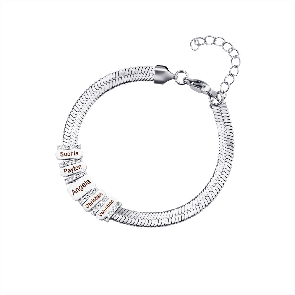 Pulsera con nombres personalizados Pulsera de acero inoxidable Pulsera personalizada Regalo de joyas para madre padre novia novio